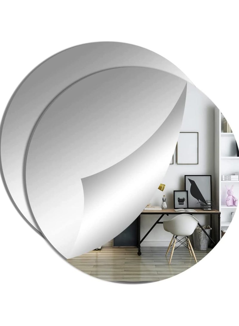 DUNISO 2PCS Round Mirror Wall Sticker,Acrylic Wall Mirror ,Frameless Decoration Wall Mirror,for Bathroom, Bedroom,Hallway, Living Room,Home Wall Decor (30*30cm) - Image 1